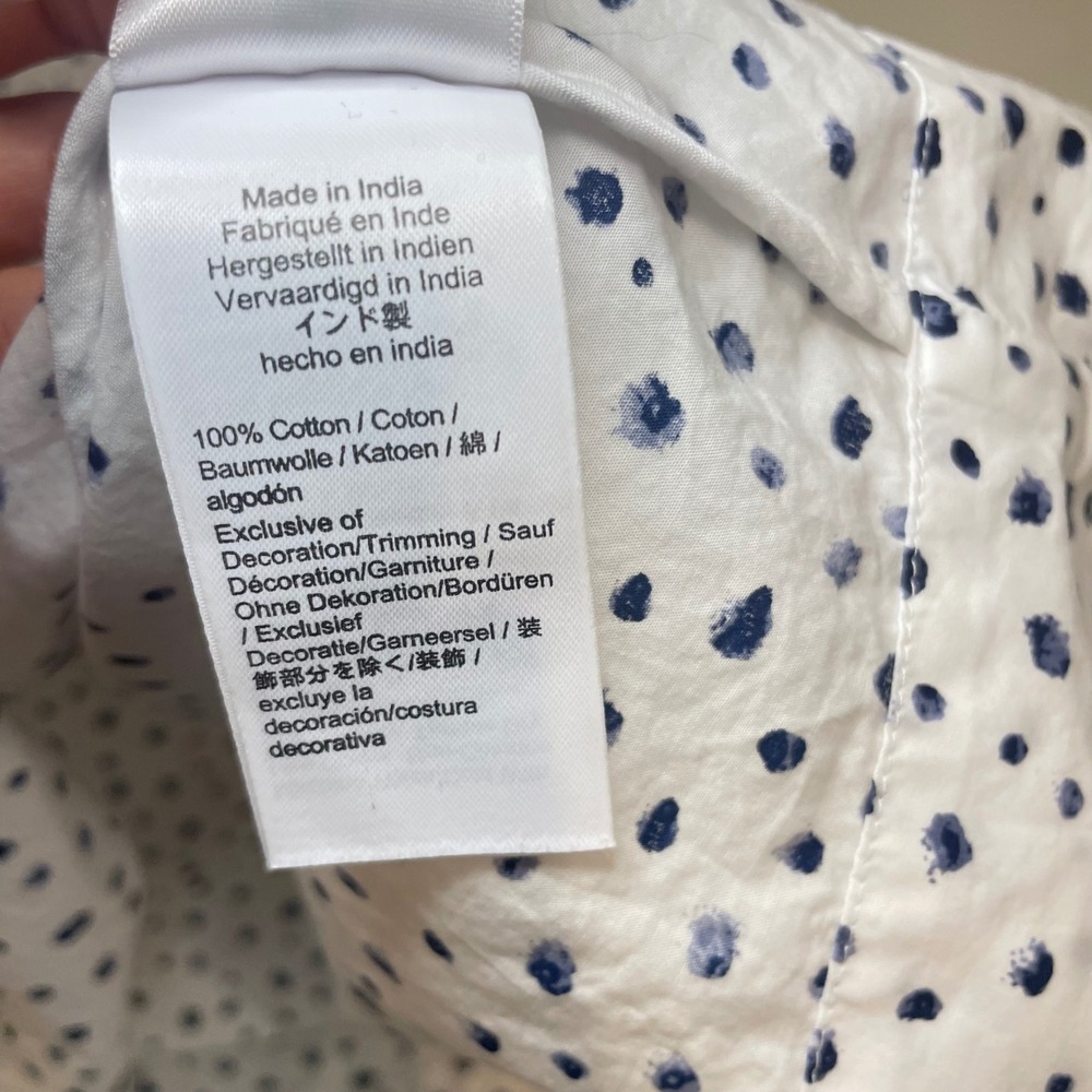 NEW J.Crew Polka Dot Smocked Waist Puff Sleeve Cotton Midi Dress White Navy M - Picture 9 of 9
